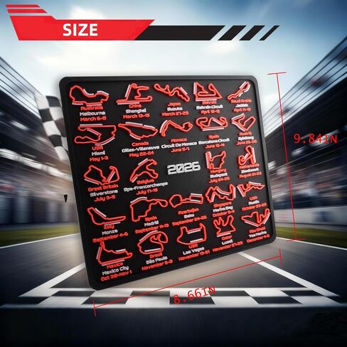 AIVONO 2026 Racing Map Wall Art Picture, Premium Black and Red Track Glow-In-The-Dark Display with Date Markings, Suitable for Racing-Themed Home - A Gift for Fans in Saudi Arabia