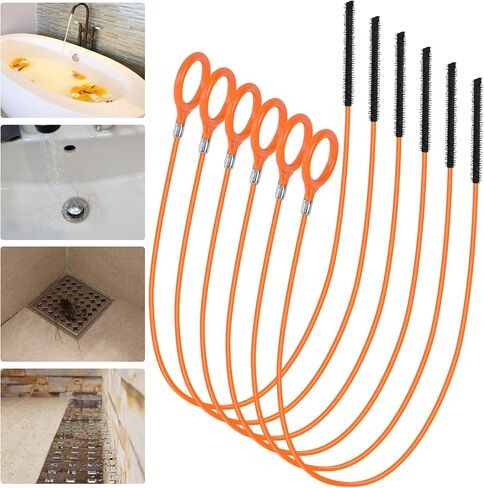 أداة إزالة شعر الثعبان مقاس 32 بوصة (6 عبوات)، معدن مضاد للكسر مع ثعبان حوض مطلي بالنايلون، منظف الصرف ومزيل الشعر للاستحمام، حوض حوض الحمام in Kuwait