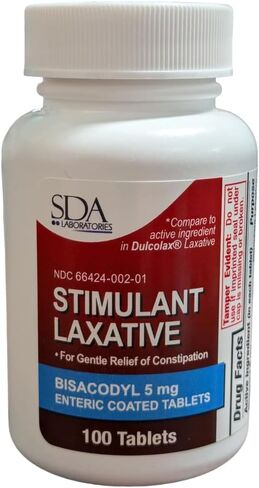 SDA LABORATORIES Bisacodyl 5 mg Stimulant Laxative Enteric Coated Tablets – Gentle Constipation Relief, Fast-Acting Bowel Movement Support, Trusted Formula for Regularity – 100 Count Bottle in Saudi Arabia