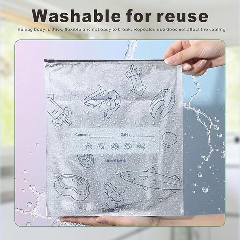 40 قطعة من أكياس تجميد رقائق الألومنيوم القابلة لإعادة الاستخدام، أكياس تخزين بسحاب قابلة للإغلاق للطعام وإعداد الوجبات والمطبخ في 3 أحجام (صغير، متوسط، كبير) in Kuwait