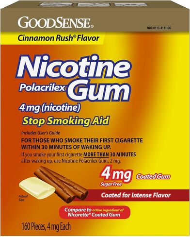 Coated Nicotine Polacrilex Gum, 4 mg, Soft Cinnamon Flavored, Sugar Free, Stop Smoking Aid in Saudi Arabia