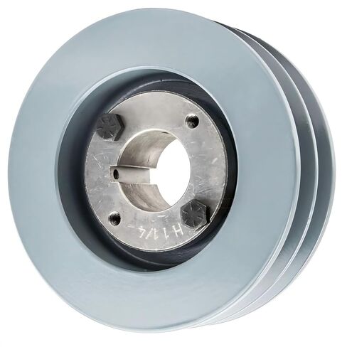 2BK50H/H-1-1/4 Compressor 4.75" Dual Groove Pulley - for Masterdrive Mechanical Power Transmission Part - Cast Iron V-Belt Pulley Replacement / 2 Belt B Section 5L and 1-1/4" Sheave Bushing - Gray in Saudi Arabia
