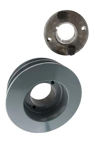2BK47H/H1-3/8 Compressor 4.5" Dual Groove Pulley - for Masterdrive Air Compressor Power Transmission Part - Cast Iron Belt B Section 5L Pulley Replacement w/ 1-3/8" Sheave Bushing - Gray Solid Steel in Saudi Arabia
