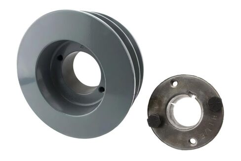 2BK47H/H1-3/8 Compressor 4.5" Dual Groove Pulley - for Masterdrive Air Compressor Power Transmission Part - Cast Iron Belt B Section 5L Pulley Replacement w/ 1-3/8" Sheave Bushing - Gray Solid Steel in Saudi Arabia
