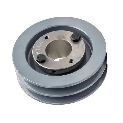 ضاغط 2AK41H/H1-1/4 بكرة أخدود مزدوجة 4 بوصة - لجزء نقل الطاقة الميكانيكية Masterdrive - حزام من الحديد الزهر قسم 4 لتر بكرة مع جلبة 1-1/4 بوصة - فولاذ صلب رمادي - أجزاء ضاغط الهواء in Saudi Arabia