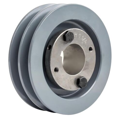 ضاغط 2AK41H/H1-1/4 بكرة أخدود مزدوجة 4 بوصة - لجزء نقل الطاقة الميكانيكية Masterdrive - حزام من الحديد الزهر قسم 4 لتر بكرة مع جلبة 1-1/4 بوصة - فولاذ صلب رمادي - أجزاء ضاغط الهواء in Saudi Arabia