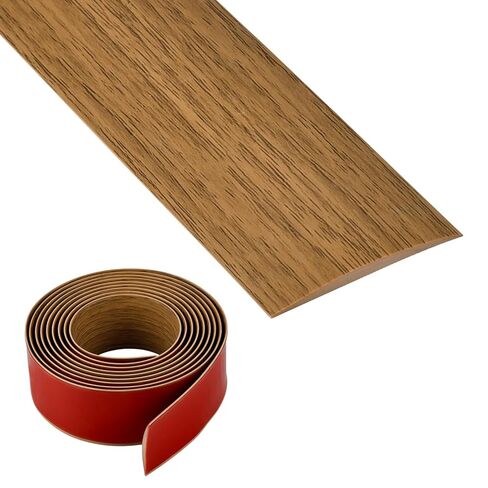 Vinyl Floor Transition Strip, Self Adhesive Floor Cover Strip PVC Laminate Threshold Strip Bar Flat Divider Strip for Joining Floor Gaps, Doorways Threshold, Carpet, 2" Wide (Brown Wood Grain, 3.28Ft) in Saudi Arabia