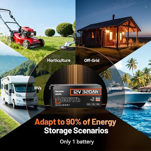 12V 100AH ​​LIFEPO4 Lithium Battery Max مع Bluetooth 5.0 ، 15000+ دورات عميقة ، 1280WH بطارية الفوسفات الحديد الليثيوم ، المدمج في 100A BMS مع حماية منخفضة للإيقاع للربع البحري ، البحرية ، المحركات المتصيد in Kuwait