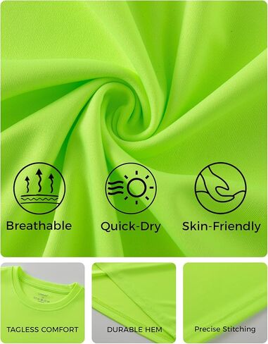 3-Pack Neon Shirts for Boys, Kids Dry Fit UPF 50+ Short Sleeve Rash Guard T Shirts, Youth Athletic Training Tee for Girls in Saudi Arabia