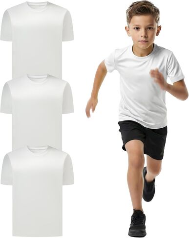 3-Pack Neon Shirts for Boys, Kids Dry Fit UPF 50+ Short Sleeve Rash Guard T Shirts, Youth Athletic Training Tee for Girls in Saudi Arabia