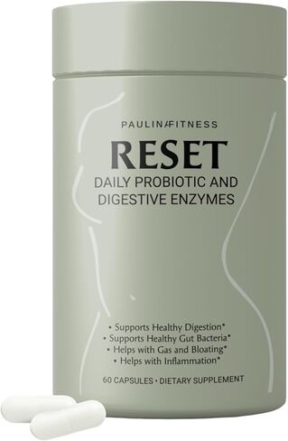 إعادة تعيين البروبيوتيك اليومي + الإنزيمات الهاضمة النباتية البريبايوتك - إعادة ضبط الأمعاء المتقدمة للنساء - تخفيف الانتفاخ، وإدارة الوزن، والهضم، وصحة الأمعاء - نباتي، ومستقر على الرف - 60 كبسولة (إمداد لمدة 30 يومًا) in Kuwait