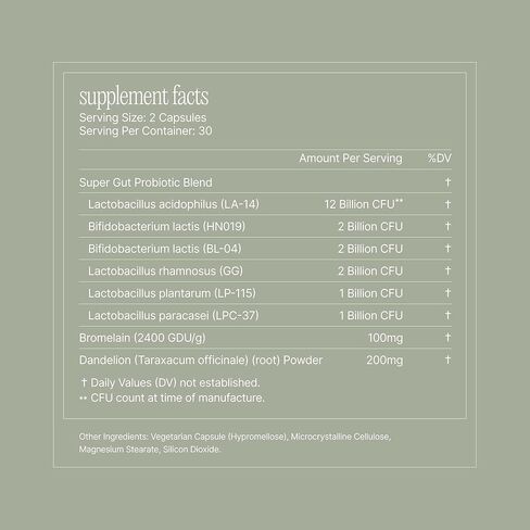 إعادة تعيين البروبيوتيك اليومي + الإنزيمات الهاضمة النباتية البريبايوتك - إعادة ضبط الأمعاء المتقدمة للنساء - تخفيف الانتفاخ، وإدارة الوزن، والهضم، وصحة الأمعاء - نباتي، ومستقر على الرف - 60 كبسولة (إمداد لمدة 30 يومًا) in Kuwait