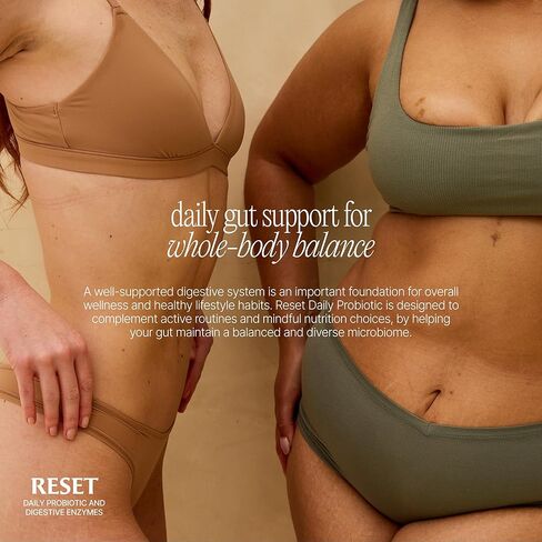إعادة تعيين البروبيوتيك اليومي + الإنزيمات الهاضمة النباتية البريبايوتك - إعادة ضبط الأمعاء المتقدمة للنساء - تخفيف الانتفاخ، وإدارة الوزن، والهضم، وصحة الأمعاء - نباتي، ومستقر على الرف - 60 كبسولة (إمداد لمدة 30 يومًا) in Kuwait