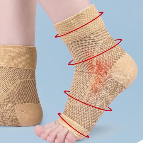 ERINGOGO 1Pair Compression Ankle Sleeve for Plantar Relief Breathable Ankle Compression Socks for Sports Climbing and Daily Use Skin Tone in Saudi Arabia