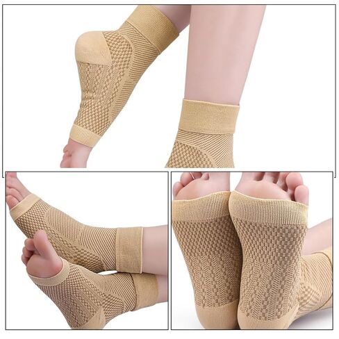ERINGOGO 1Pair Compression Ankle Sleeve for Plantar Relief Breathable Ankle Compression Socks for Sports Climbing and Daily Use Skin Tone in Saudi Arabia