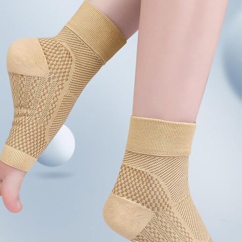 ERINGOGO 1Pair Compression Ankle Sleeve for Plantar Relief Breathable Ankle Compression Socks for Sports Climbing and Daily Use Skin Tone in Saudi Arabia