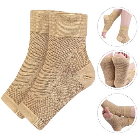 ERINGOGO 1Pair Compression Ankle Sleeve for Plantar Relief Breathable Ankle Compression Socks for Sports Climbing and Daily Use Skin Tone in Saudi Arabia