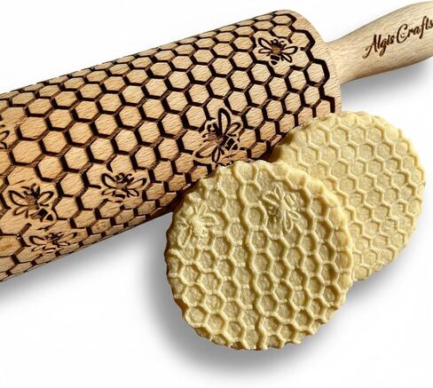 MOSS ROSE Embossed Rolling Pin for Ceramic. Clay Roller and Ceramic Stamp for Embossing Pottery. Baking Gifts for Women by Algis Crafts for Embossed Cookies in Kuwait
