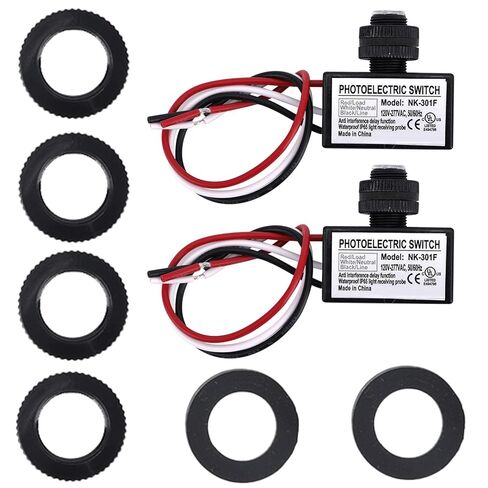 2pcs 120V-277V AC Photocell Light Sensor Switch with 4 Nuts and 2 Washers, Dusk to Dawn Auto On/Off Photo Cell Photoelectric Switch Sensor for Outdoor Lighting Street Lights Daylight Control in Saudi Arabia