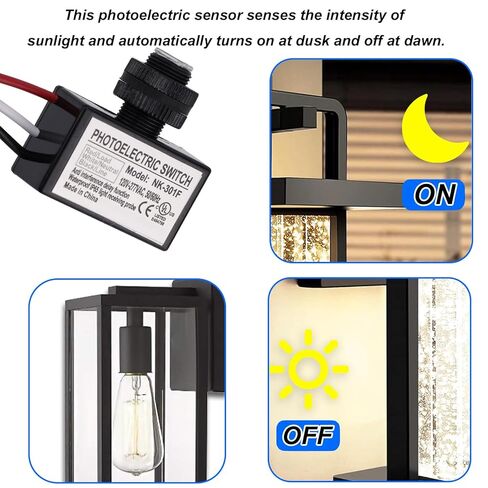 2pcs 120V-277V AC Photocell Light Sensor Switch with 4 Nuts and 2 Washers, Dusk to Dawn Auto On/Off Photo Cell Photoelectric Switch Sensor for Outdoor Lighting Street Lights Daylight Control in Saudi Arabia