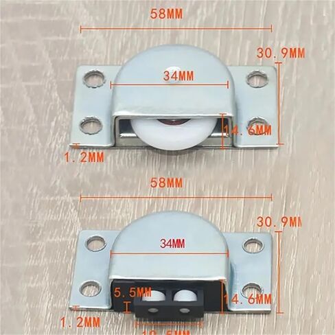 2 قطعة/المجموعة الفولاذ المقاوم للصدأ انزلاق الباب تحمل بكرات عجلات الأثاث المنزلي خزانة خزانة الباب بكرة الأجهزة التبعي in Kuwait