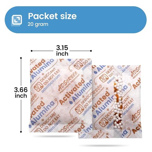 20 جرام 15 قطعة من مجفف الألومينا المنشط، مجفف طابعة ثلاثية الأبعاد عالي الكفاءة لتجفيف الخيوط، ممتص رطوبة الألومينا المنشط القابل لإعادة الاستخدام للتخزين وأجهزة إزالة الرطوبة in Kuwait