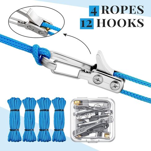 12 Pcs Copper Rope Tightening Tools, Rope Tensioner with Locking Buckle for Easy and Secure Tying, Include Cord & Carry Box, Paracord Adjusters for Outdoor Vehicle Cargo Camping Boat in Saudi Arabia