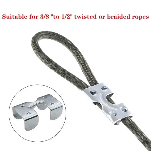 8PCS Heavy Duty Double Rope Clamp Heavy Duty Braided Rope End Clamp Metal Loop End Clamp for Twisted or Braided Rope from 3/8 "to 1/2" in Kuwait