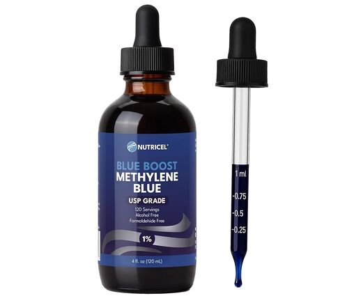 مكملات Nutricel محلول سائل 1% من الميثيلين الأزرق - موثوق به صنع في أمريكا - (درجة دستور الأدوية الأمريكي) - تم اختباره من قبل طرف ثالث (4 أونصة) in Kuwait