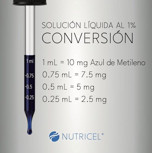 مكملات Nutricel محلول سائل 1% من الميثيلين الأزرق - موثوق به صنع في أمريكا - (درجة دستور الأدوية الأمريكي) - تم اختباره من قبل طرف ثالث (4 أونصة) in Kuwait