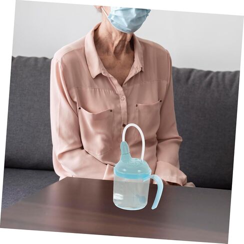 Baluue Elderly Sippy Cup Straw Non-Spill Drinking Cup for Bedridden Patients Plastic and Silicone Tumbler for Seniors and Maternity in Saudi Arabia