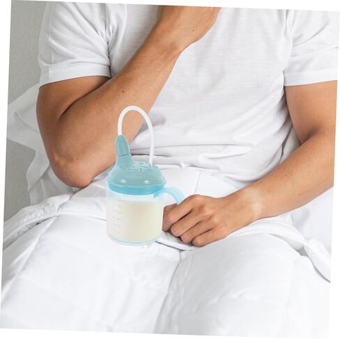 Baluue Elderly Sippy Cup Straw Non-Spill Drinking Cup for Bedridden Patients Plastic and Silicone Tumbler for Seniors and Maternity in Saudi Arabia