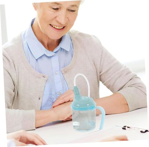 Baluue Elderly Sippy Cup Straw Non-Spill Drinking Cup for Bedridden Patients Plastic and Silicone Tumbler for Seniors and Maternity in Saudi Arabia