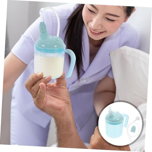 Baluue Elderly Sippy Cup Straw Non-Spill Drinking Cup for Bedridden Patients Plastic and Silicone Tumbler for Seniors and Maternity in Saudi Arabia