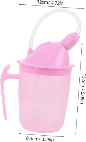 PartyKindom Disabled Patient Drinking Cup Straw and Lid Leakproof Ergonomic Design for Elderly Spill-resistant Feeding Cup for Convalescent Care for Home and Hospital Use in Saudi Arabia