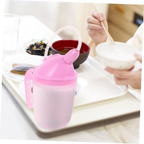 PartyKindom Disabled Patient Drinking Cup Straw and Lid Leakproof Ergonomic Design for Elderly Spill-resistant Feeding Cup for Convalescent Care for Home and Hospital Use in Saudi Arabia
