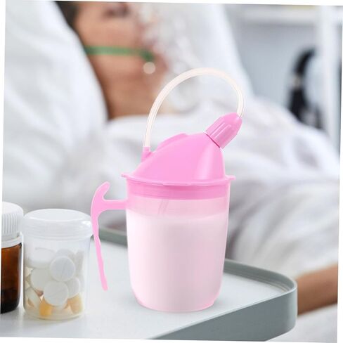 PartyKindom Disabled Patient Drinking Cup Straw and Lid Leakproof Ergonomic Design for Elderly Spill-resistant Feeding Cup for Convalescent Care for Home and Hospital Use in Saudi Arabia