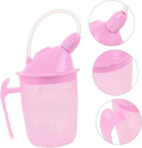 PartyKindom Disabled Patient Drinking Cup Straw and Lid Leakproof Ergonomic Design for Elderly Spill-resistant Feeding Cup for Convalescent Care for Home and Hospital Use in Saudi Arabia