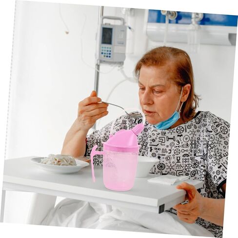 PartyKindom Disabled Patient Drinking Cup Straw and Lid Leakproof Ergonomic Design for Elderly Spill-resistant Feeding Cup for Convalescent Care for Home and Hospital Use in Saudi Arabia