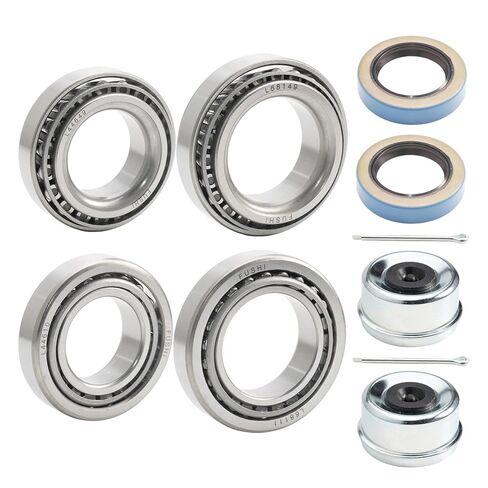 2 Set Fits for 1-3/8'' 1-1/16'' Axles Trailer Wheel Hub Bearings Kit, L44649/10 L68149/11, 171255TB Seal OD 1.719'', Dust Cover and Cotter Pin. in Saudi Arabia