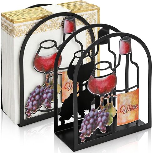 Covzoe 2 Pieces Napkin Holder for Table, Rustic Metal Napkin Dispenser, Coffee Paper Towel Standing Holder, Wine Bottle Shaped Tissue Box for Kitchen, Coffee Shop, Dining Room Decoration in Saudi Arabia