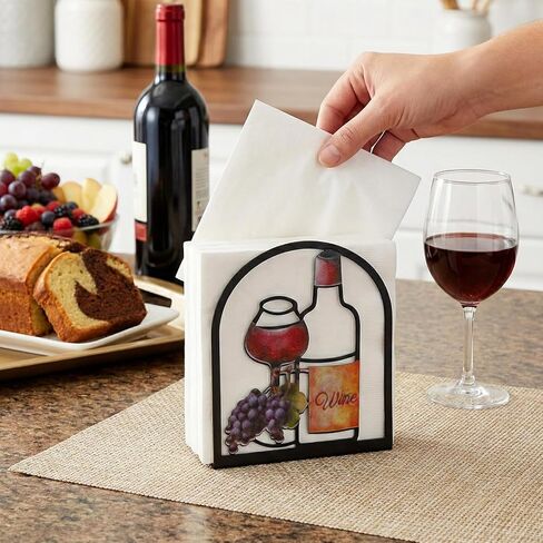 Covzoe 2 Pieces Napkin Holder for Table, Rustic Metal Napkin Dispenser, Coffee Paper Towel Standing Holder, Wine Bottle Shaped Tissue Box for Kitchen, Coffee Shop, Dining Room Decoration in Saudi Arabia