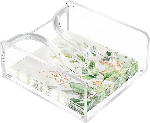 Napkin Holder for Table, Acrylic Clear Napkin Holder 7"×7" with Weighted Arm & Non-Slip Base for Kitchen, Restaurant, Party & Outdoor Dining – Easy-Access Square Paper Napkin Dispensers in Kuwait