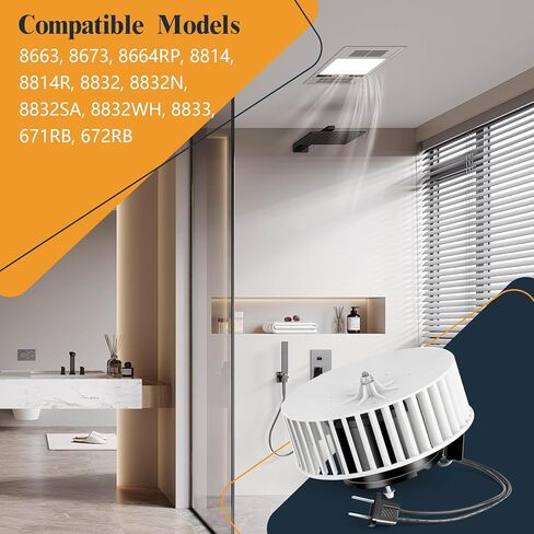 8663 Upgraded Bathroom Exhaust Fan Motor Replacement for NuTone Broan, Replaces OEM JA2B104N 97017705, Quiet Low Noise Blower Motor Compatible with 8673 8664RP 8814 8814R 8832 671RB 672RB in Saudi Arabia
