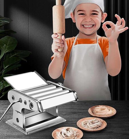 صانع المعكرونة والمعكرونة اليدوي | إعدادات قابلة للتعديل، شفرة قابلة للإزالة | مثالية للمنزل ومتجر المعكرونة in Kuwait