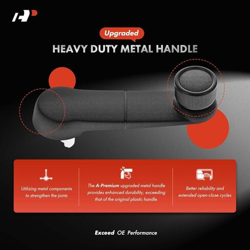 A-Premium Upgraded Metal Window Crank Handle - Compatible with Ford F-150 1997-2014, F-150 Heritage 2004, F-250 1997-1999, F-350 1997, F-250 F-350 F-450 F-550 Super Duty 1999-2016, Textured Black in Saudi Arabia