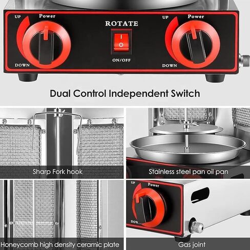 Doner Kebab Machine,Electric Auto-Rotate Kebab Grill with Spatula,3 Burners,Tempe Adjust 50-350℃,Uniform Heat,Commercial Vertical Broiler Gyro Meat Rotisserie in Kuwait