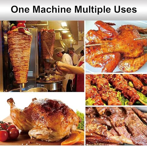 Doner Kebab Machine,Electric Auto-Rotate Kebab Grill with Spatula,3 Burners,Tempe Adjust 50-350℃,Uniform Heat,Commercial Vertical Broiler Gyro Meat Rotisserie in Kuwait