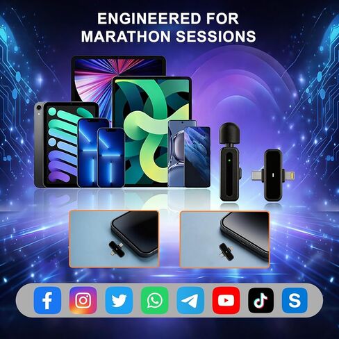 ميكروفون لافالير لاسلكي للهواتف الذكية - محمول مع تقليل الضوضاء - مثالي لمدونات الفيديو والبودكاست ويوتيوب وتيك توك والمقابلات والتدريس عبر الإنترنت in Kuwait