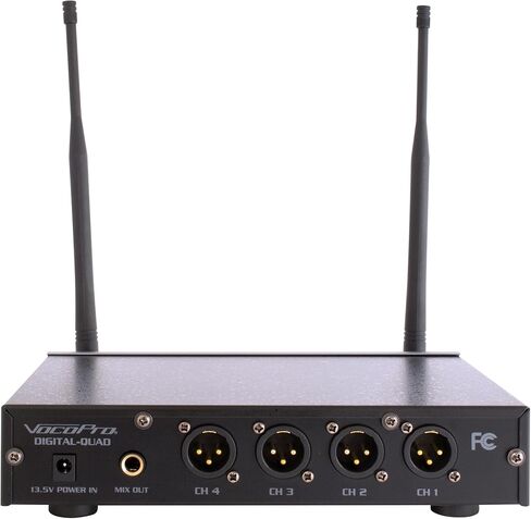 نظام ميكروفون لاسلكي VOCOPRO Digital-Quad-B-500 رباعي القنوات UHF تم تكوينه مع أحزمة تثبيت لاستخدام سماعات الرأس وميكروفونات طية صدر السترة - DIGQUADB500 in Saudi Arabia